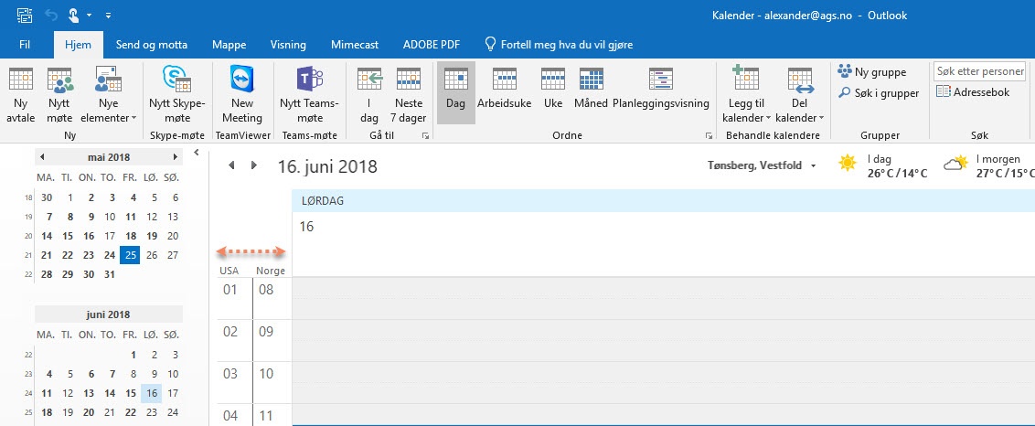 Hvordan endre, legge til tidssoner i Outlook