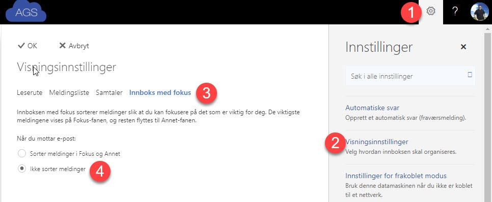 Hvordan skru av fokusert innboks i Outlook 1