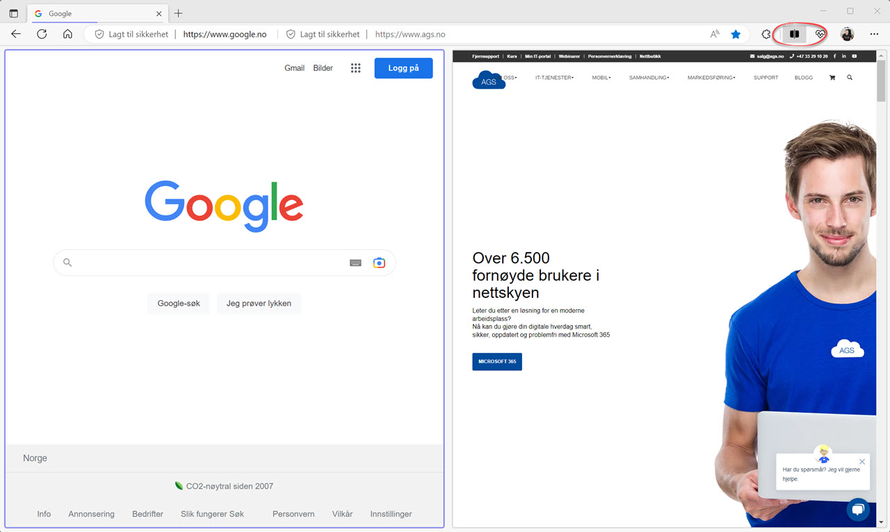 Hvordan aktivere split-screen i Microsoft Edge nettleser 6