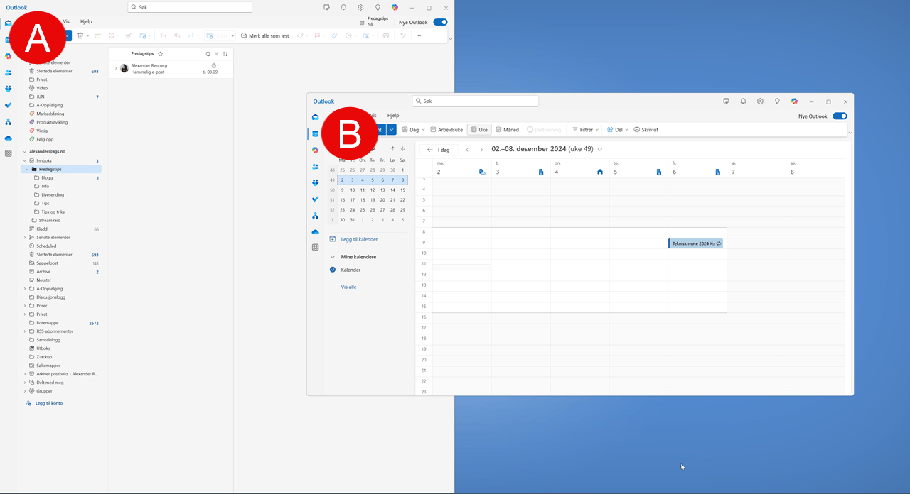 Hvordan åpne Outlook kalender i eget vindu 3