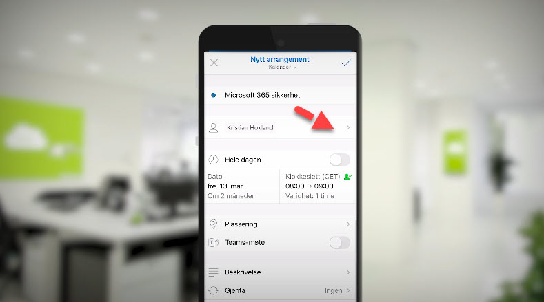 Hvordan booke et Microsoft Teams møte med mobilen 6