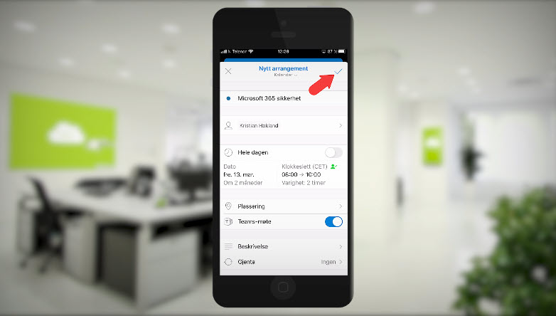 Hvordan booke et Microsoft Teams møte med mobilen 9