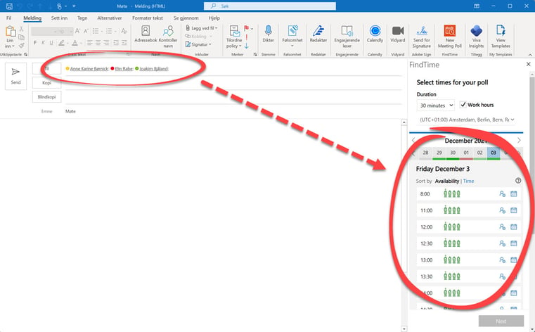Hvordan bruke Microsoft Find Time for planlegging av møter i Outlook 3