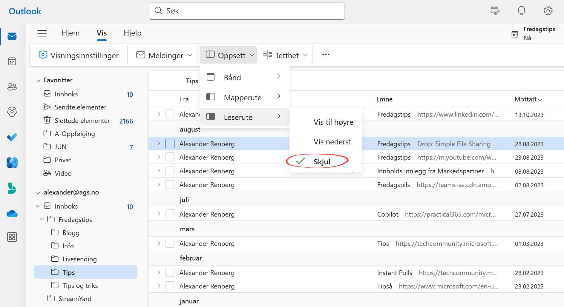 Hvordan bruke Nye Outlook - e-post visining 12