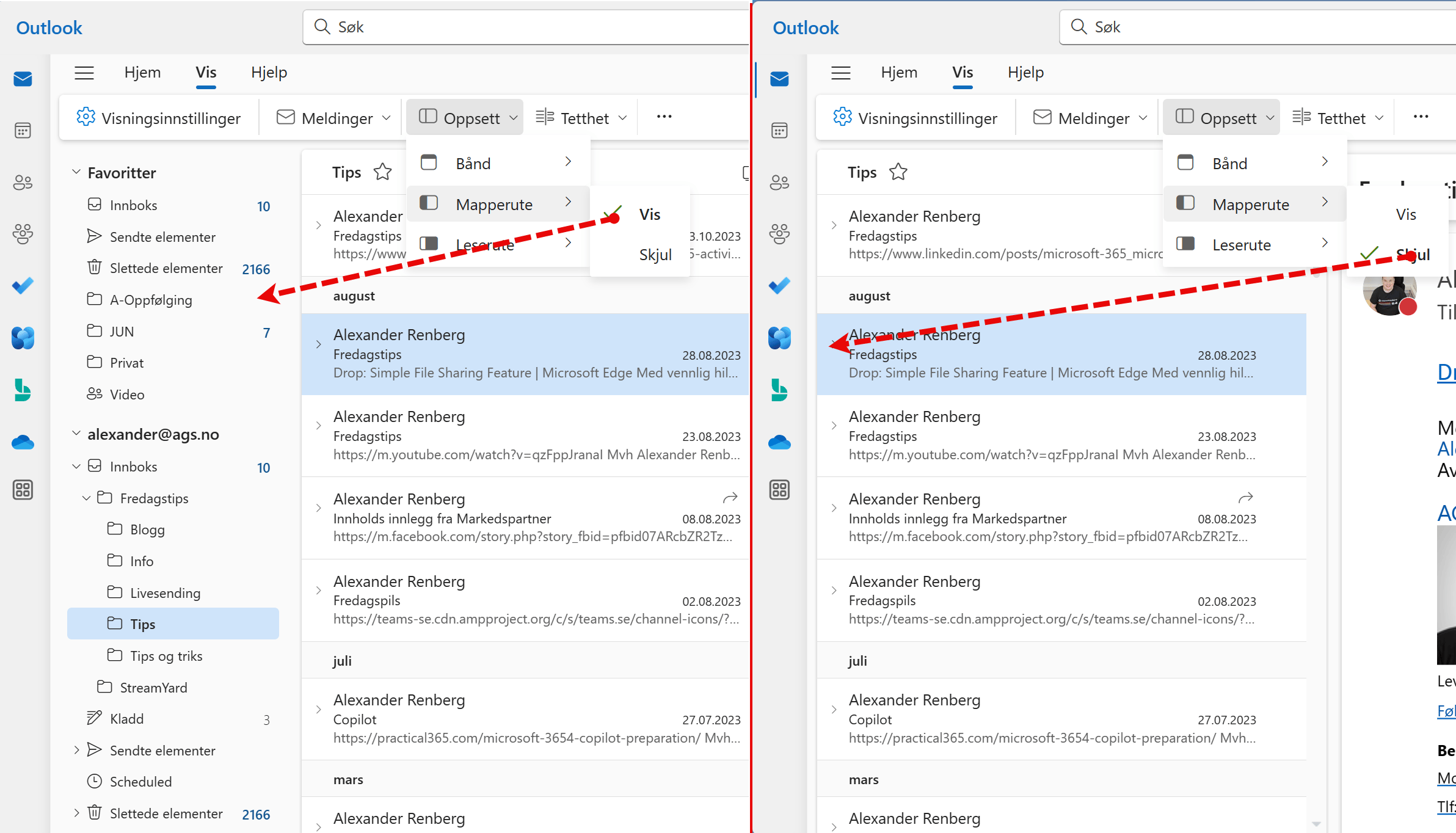 Hvordan bruke Nye Outlook - e-post visining 9