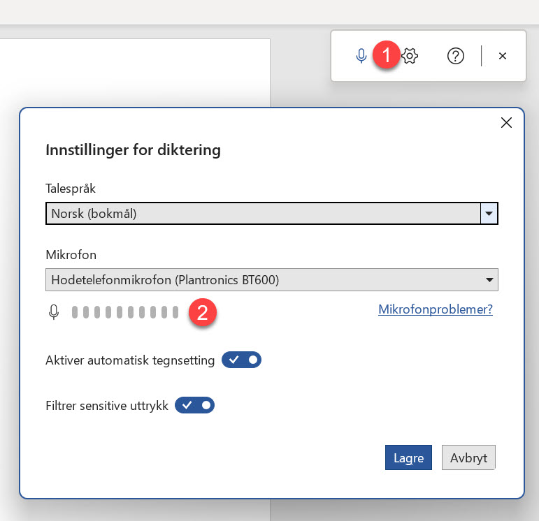 Hvordan bruke diktering i Word 3