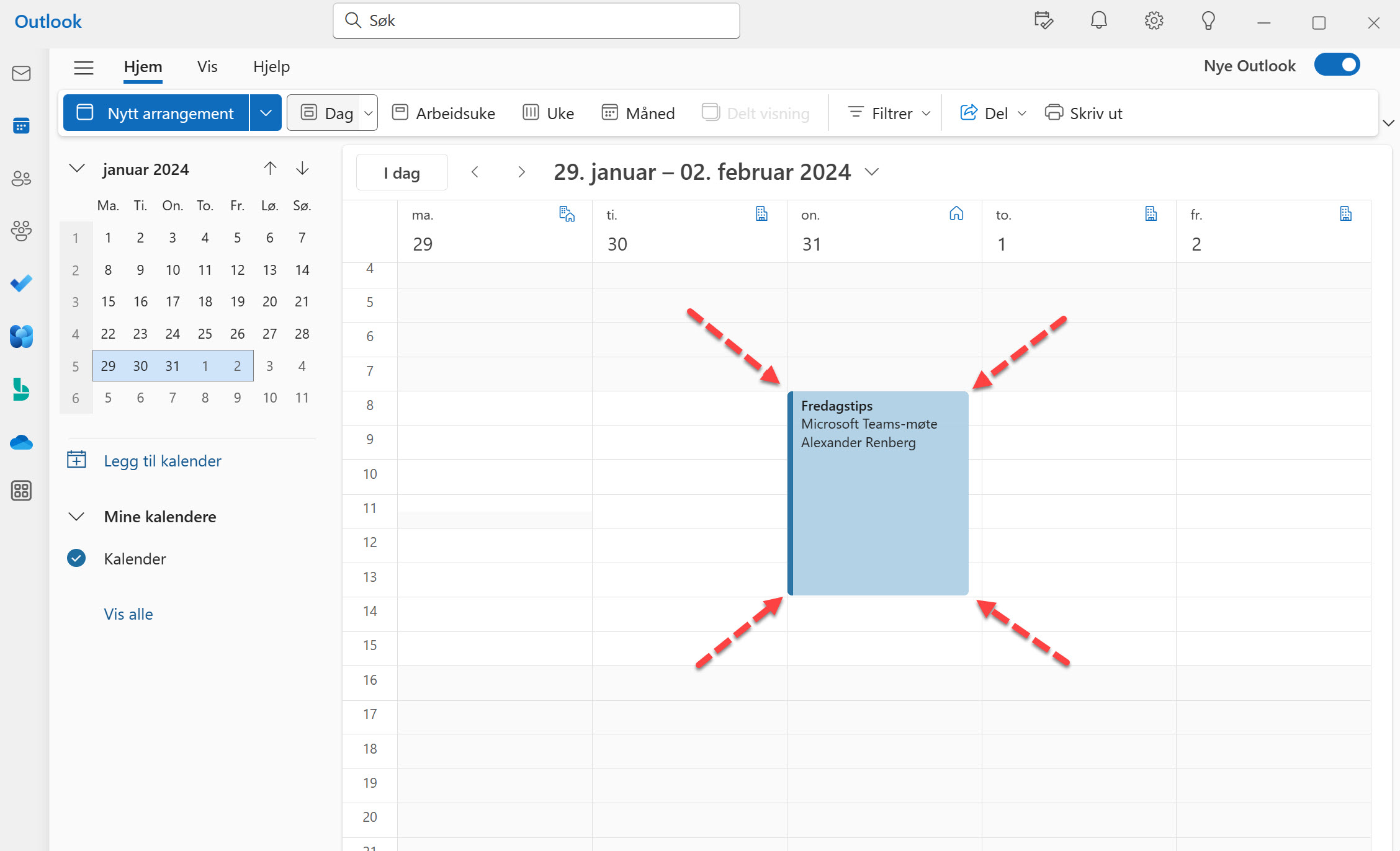 Hvordan bruke kalenderen i nye Outlook 3