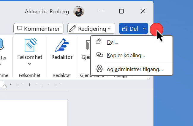 Hvordan dele Word, Excel og PowerPoint dokumenter