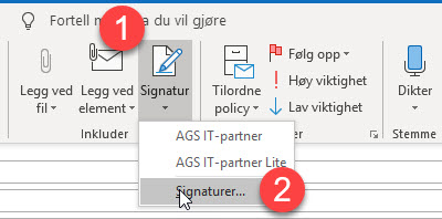Hvordan endre epost signatur i Outlook 2