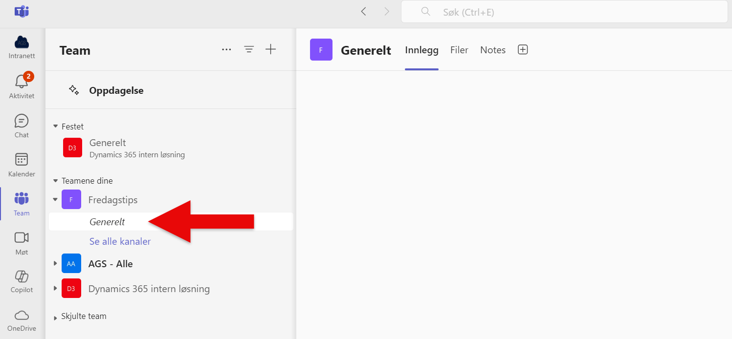 Hvordan endre navn på Generelt kanalen i Teams 1