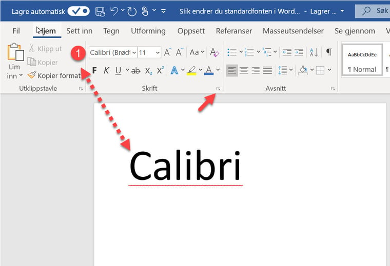 Hvordan endre standardfonten i Word 4-1