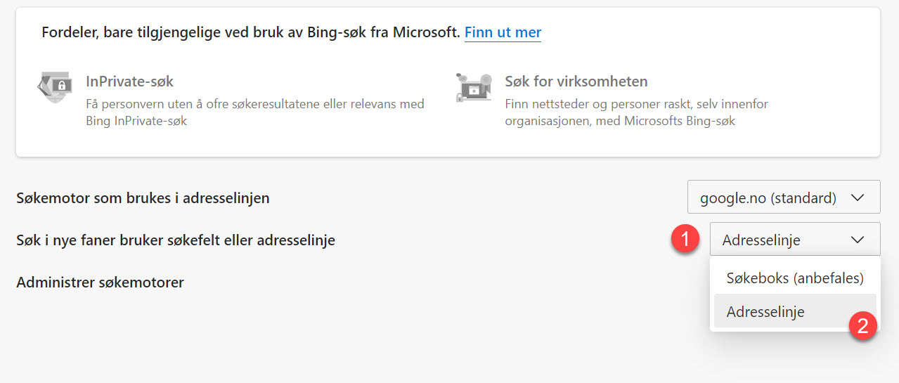 Hvordan få Google som søkemotor Microsoft Edge