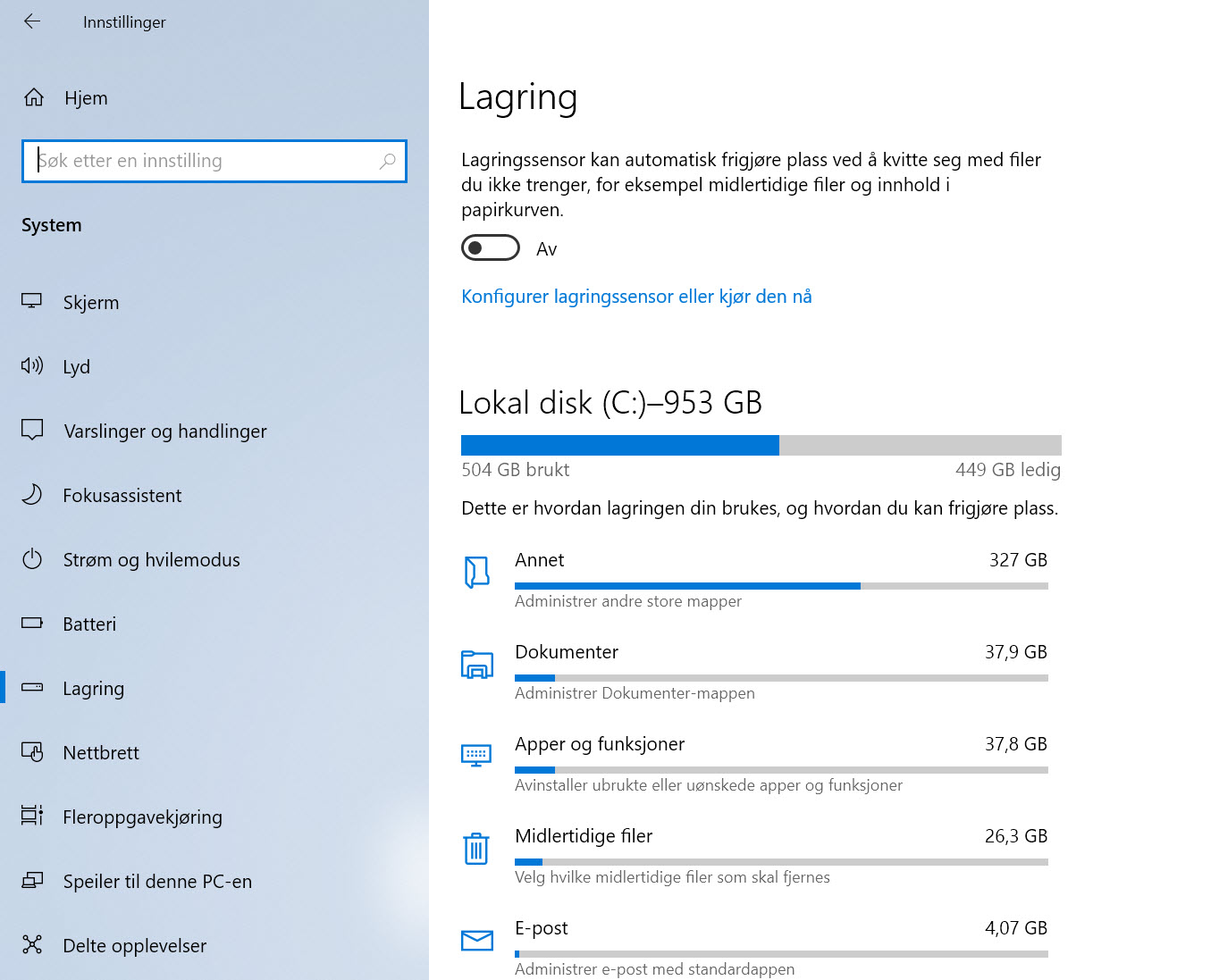 Hvordan frigjøre diskplass i Windows 10 automatisk 3