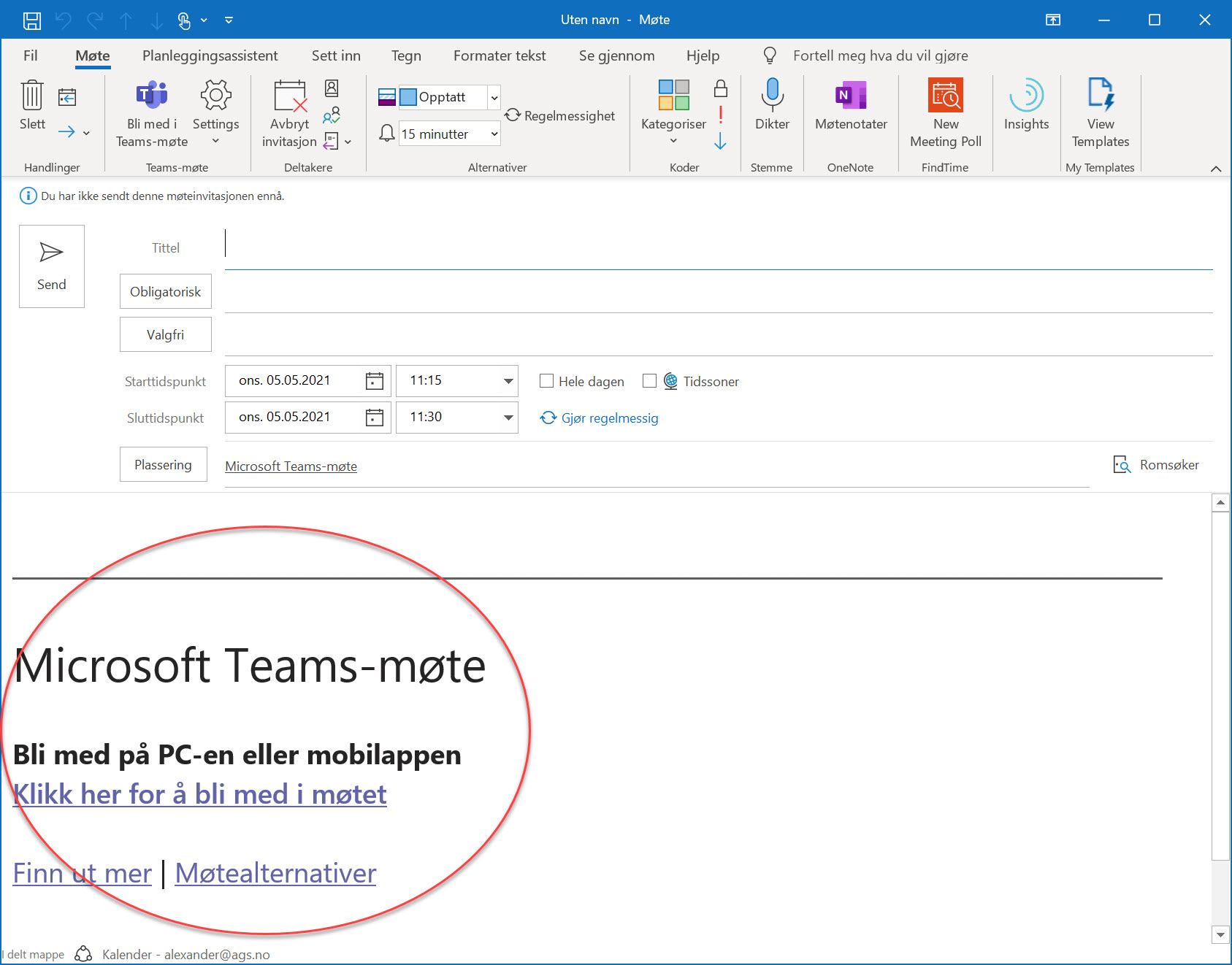 Hvordan gjøre alle møter til et Teams møte i Outlook 6