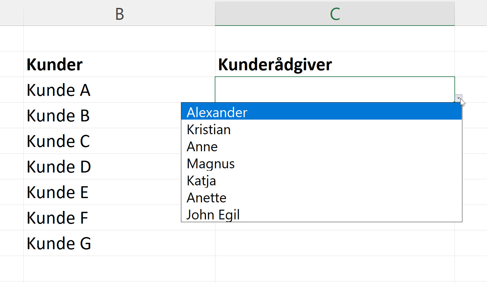 Hvordan lage Dropdown Lists i Excel