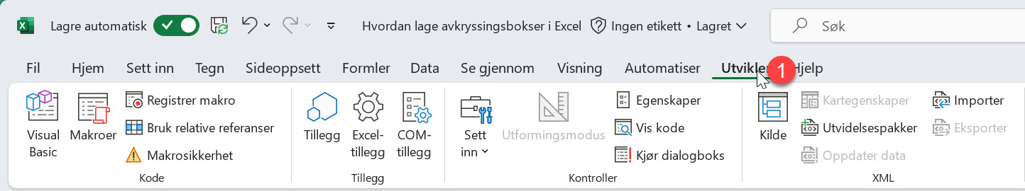 Hvordan lage avkryssningsbokser i Excel 5