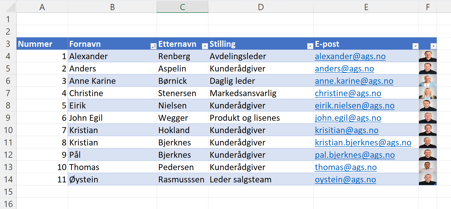 Hvordan lage en dynamisk nummerert liste i Excel 7
