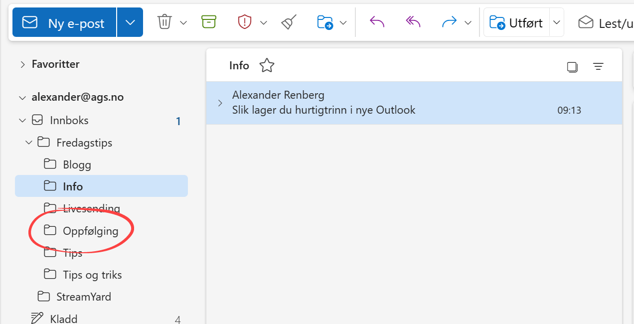 Hvordan lage hurtigtrinn i nye Outlook 3