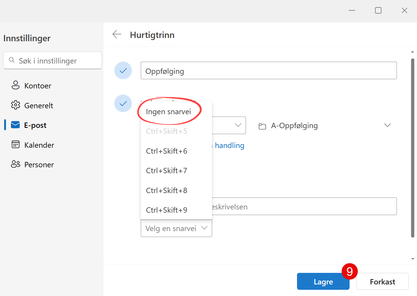 Hvordan lage hurtigtrinn i nye Outlook 9