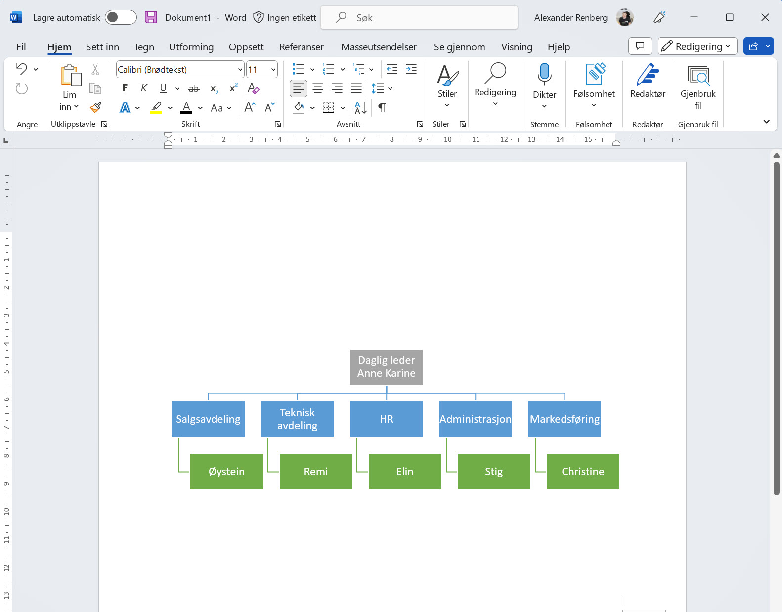 Hvordan lage organisasjonskart i PowerPoint 10