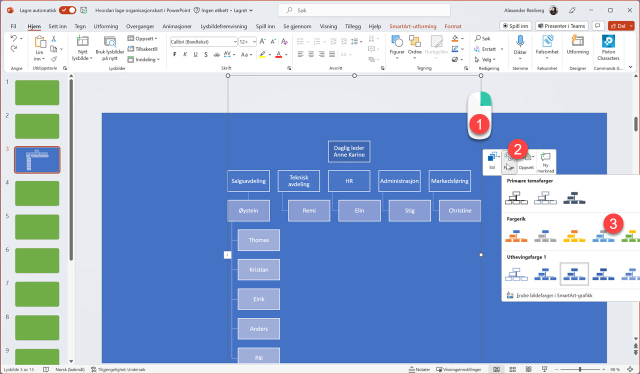 Hvordan lage organisasjonskart i PowerPoint 9