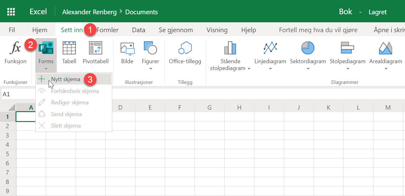 Hvordan lage spørreundersøkelse med Forms for Excel 2