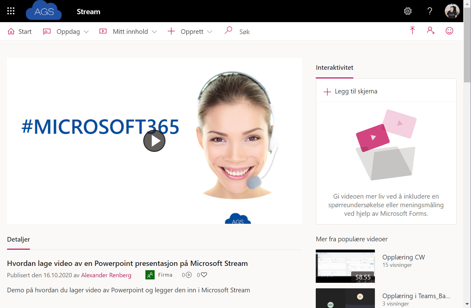 Hvordan lage video av en Powerpoint presentasjon på Microsoft Stream 5