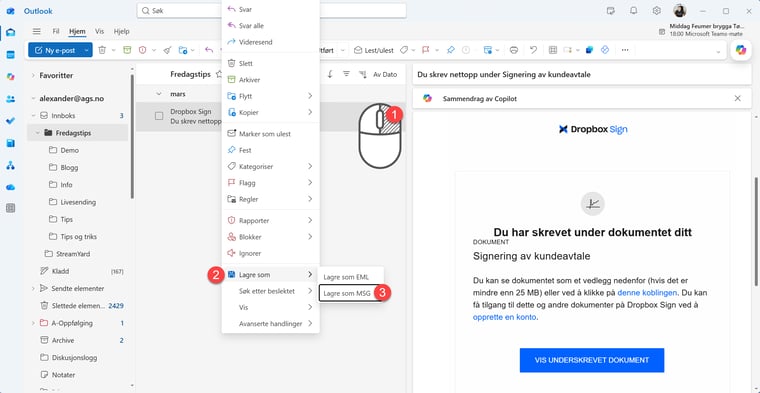 Hvordan lagre e-post som fil i Outlook 3