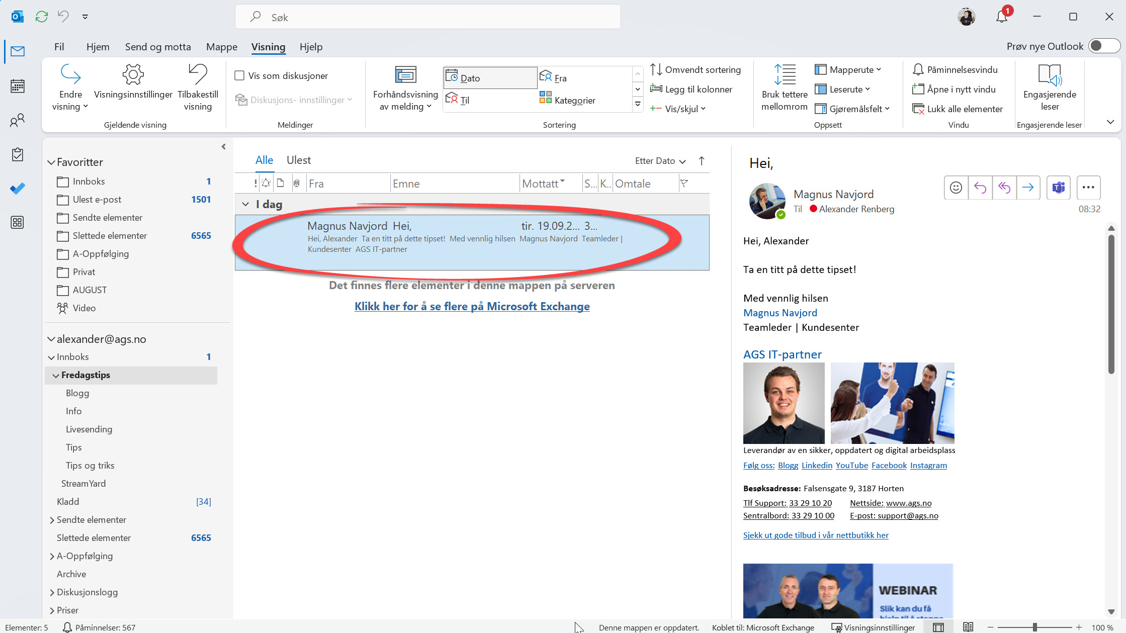 Hvordan sende Teams melding fra Outlook 1