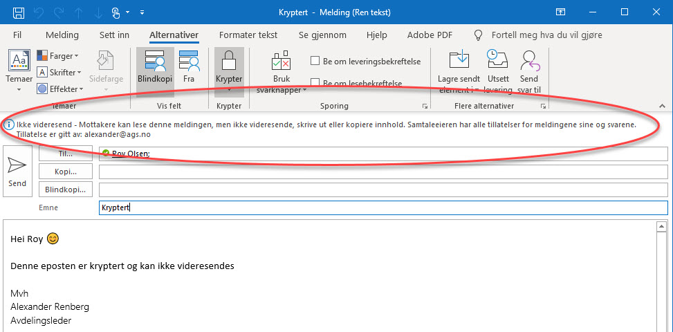 Hvordan sende en kryptert post i Office 365 4