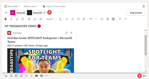 Hvordan sende en melding samtidig i flere kanaler på Microsoft Teams 8