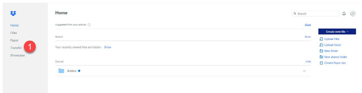 Hvordan sende filer med Dropbox transfer 1