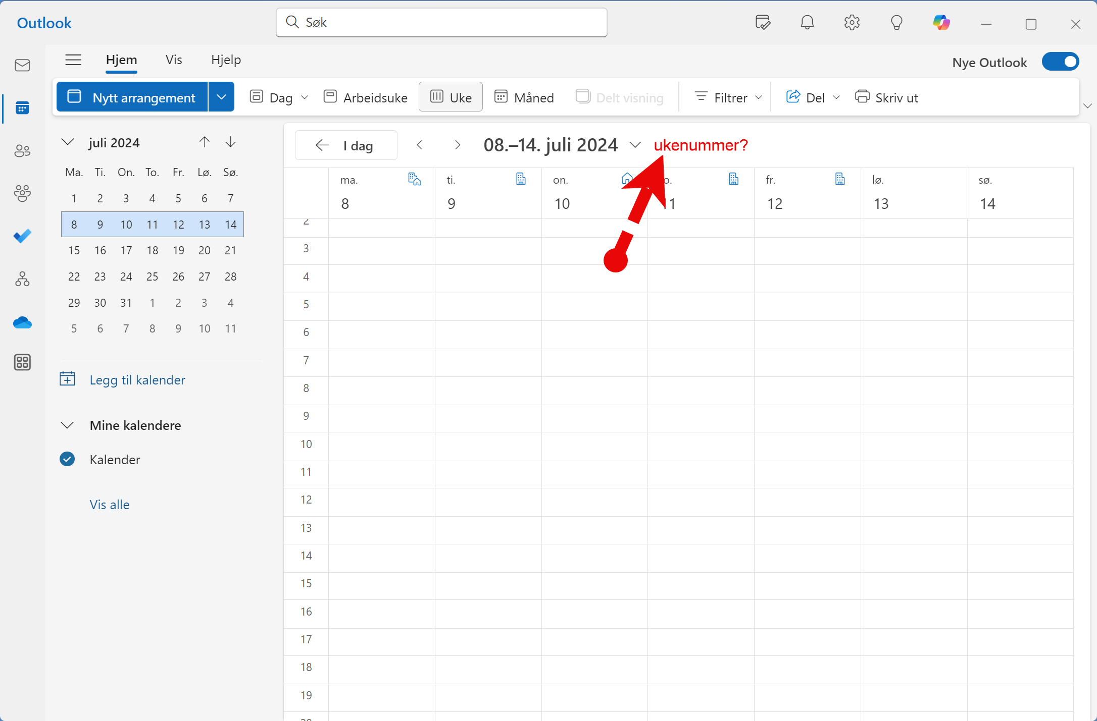 Hvordan vise ukenummer i nye Outlook kalenderen 1