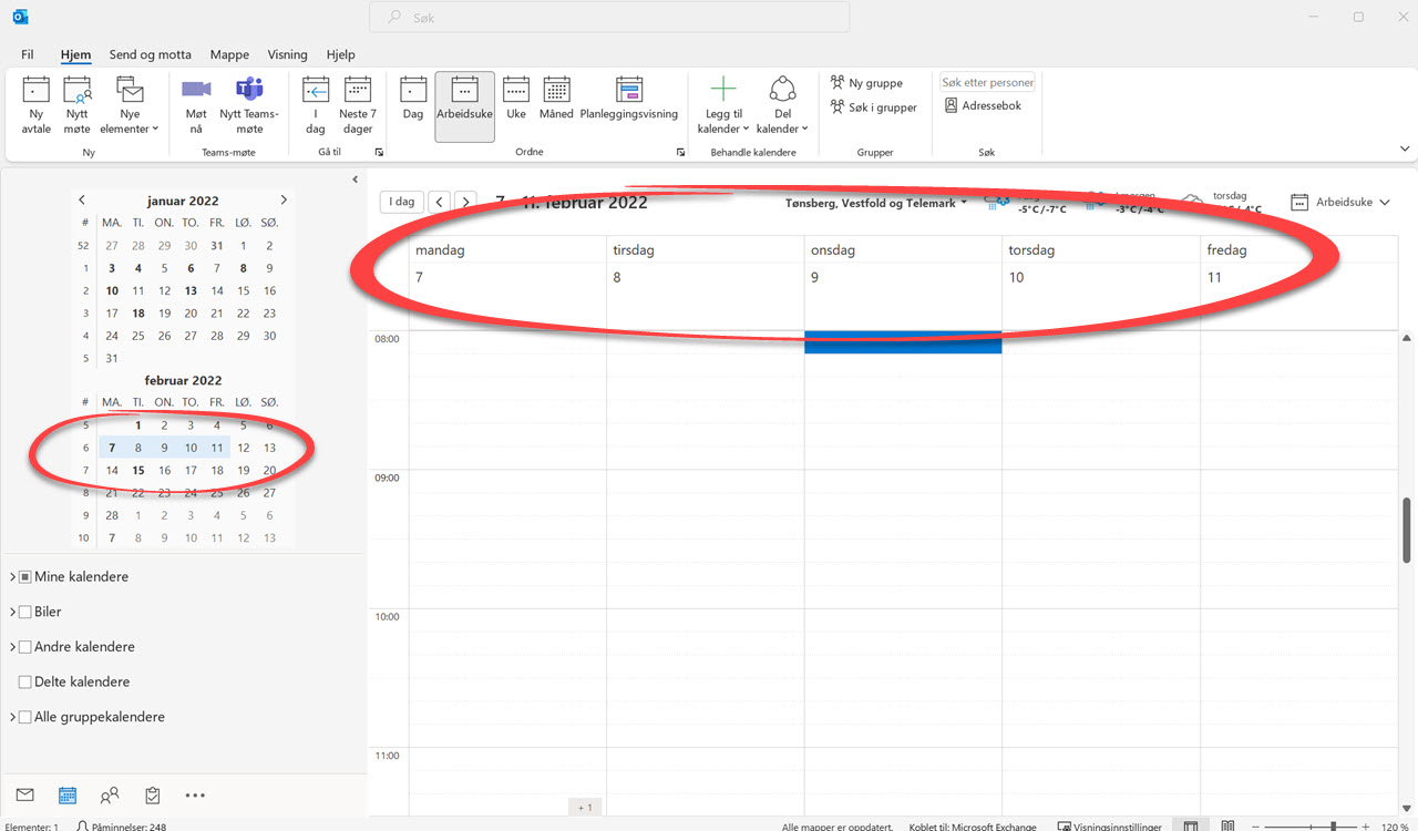 Hvordan vise utvalgte datoer i Outlook kalenderen