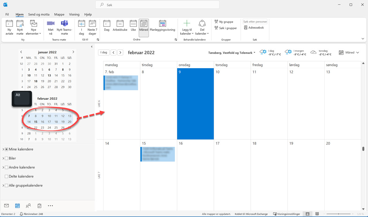 Hvordan vise utvalgte datoer i Outlook kalenderen