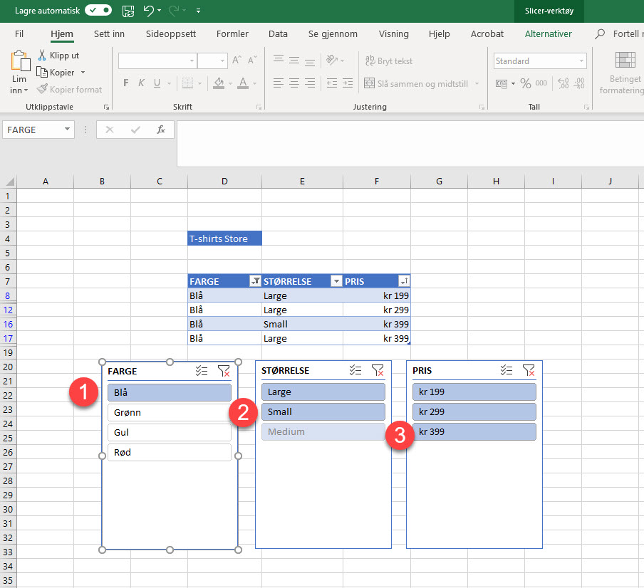 Magisk Excel Triks - Slik bruker du Slicer funksjonen 4