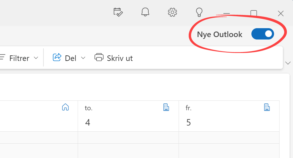 Nye Outlook - Vis avslått møte i kalenderen 1