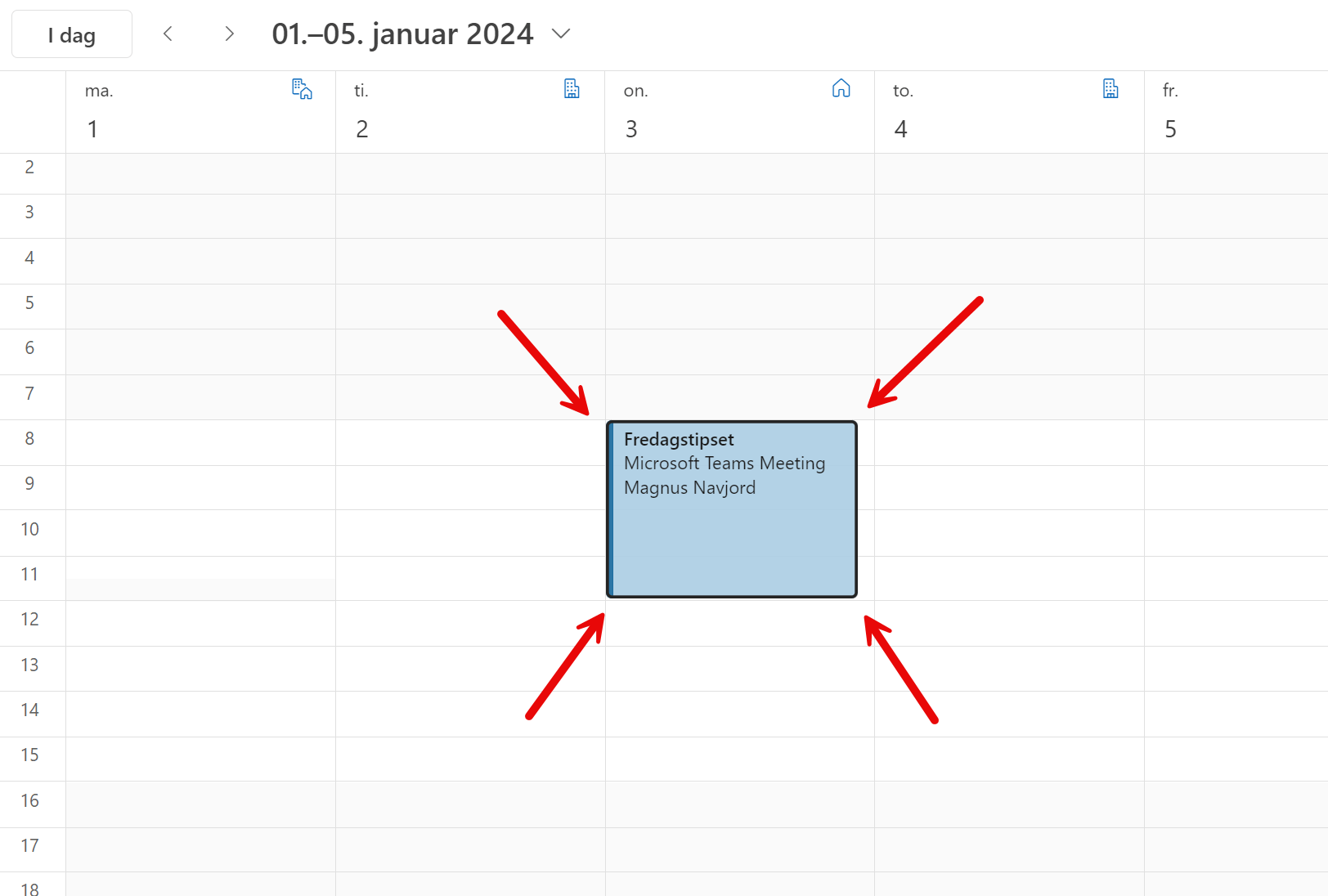 Nye Outlook - Vis avslått møte i kalenderen 10