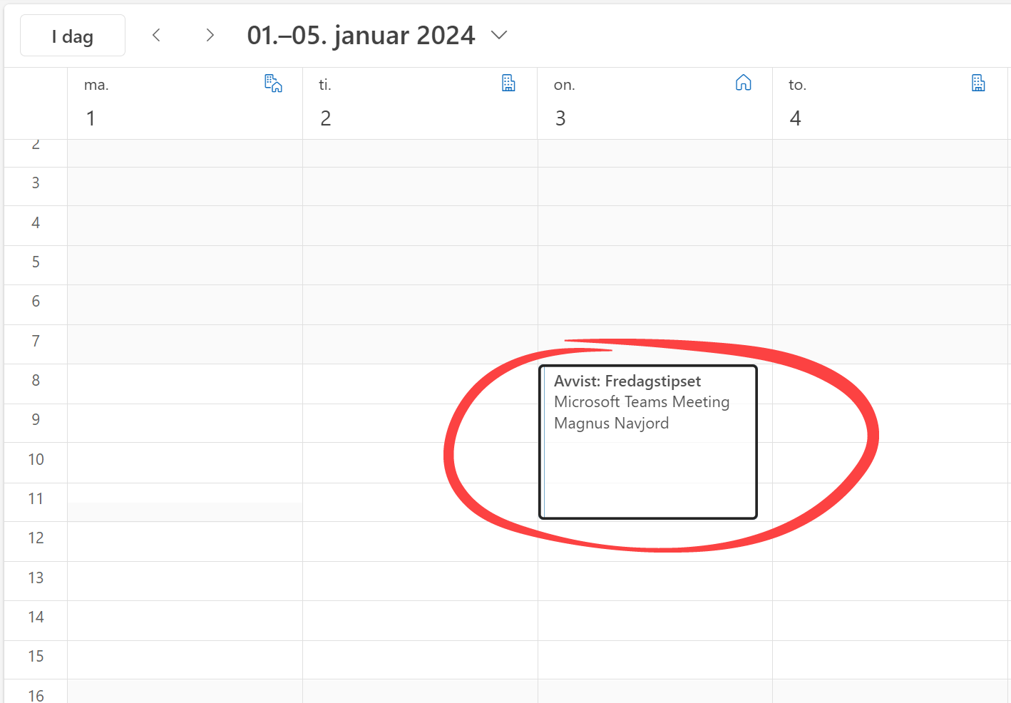 Nye Outlook - Vis avslått møte i kalenderen 5