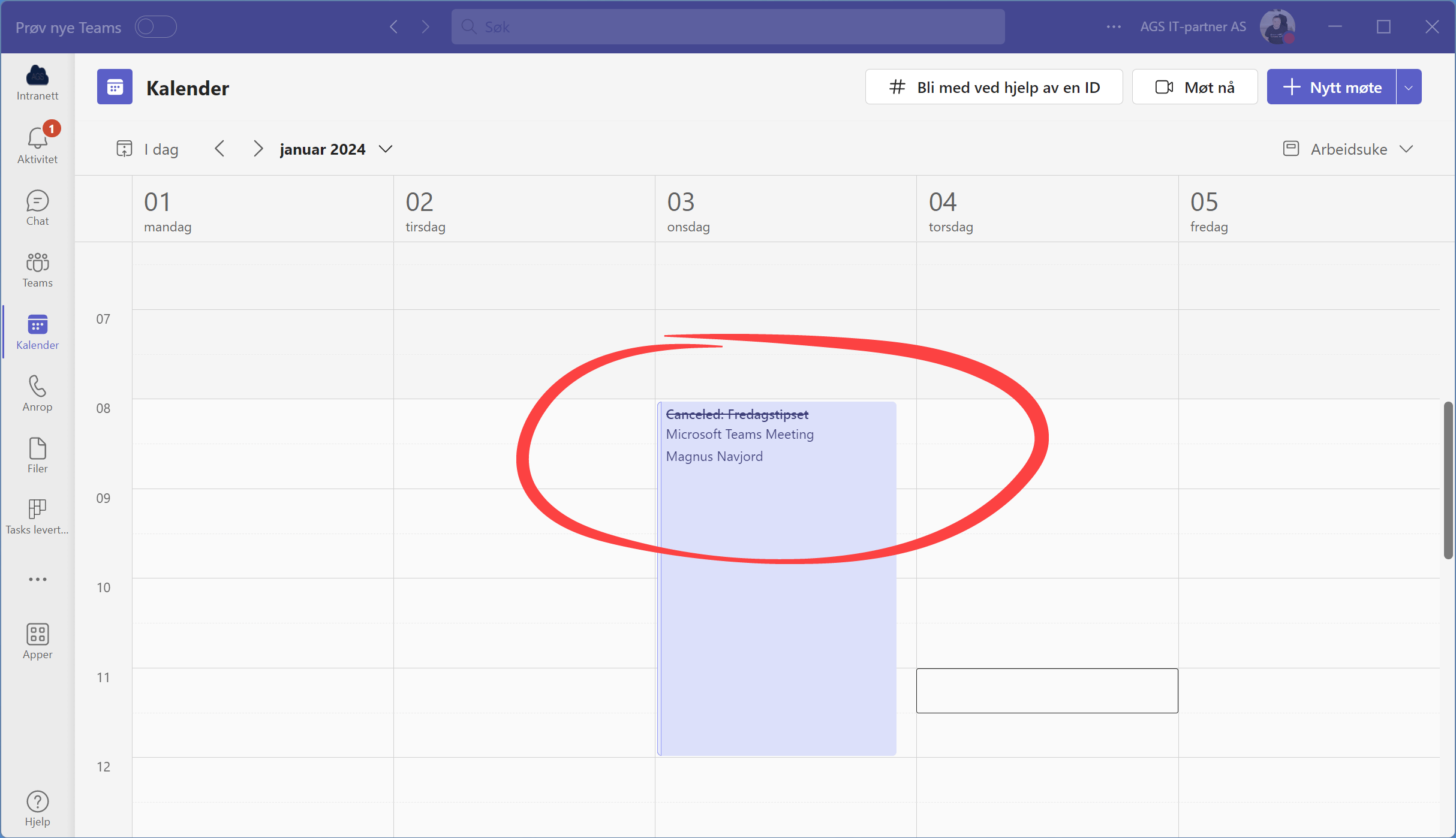 Nye Outlook - Vis avslått møte i kalenderen 6