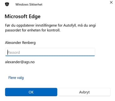 Passord i Microsoft Edge nettleser 8