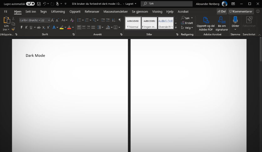 Slik bruker du forbedret dark mode i Outlook 8