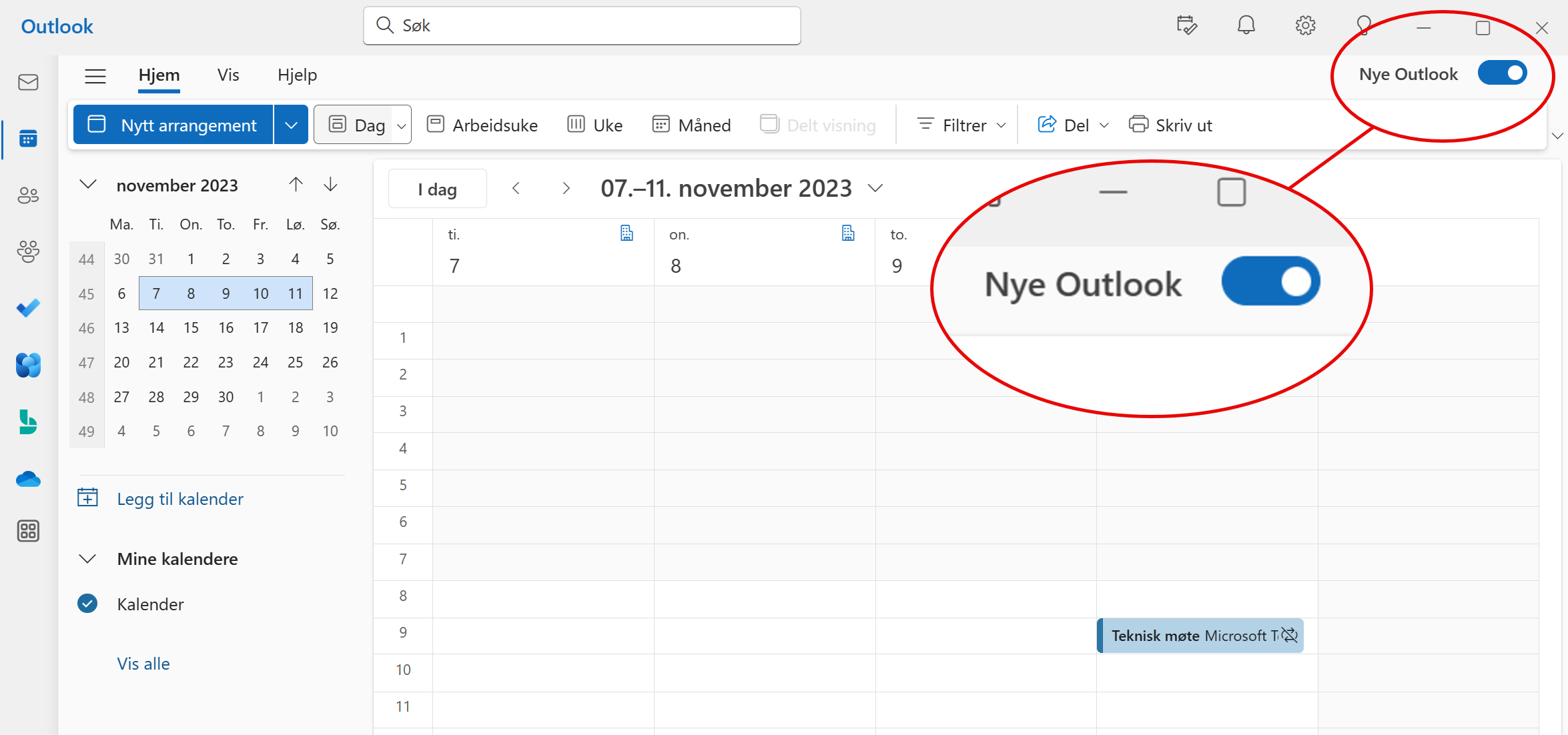 Hvordan bruke ny kalender i nye Outlook