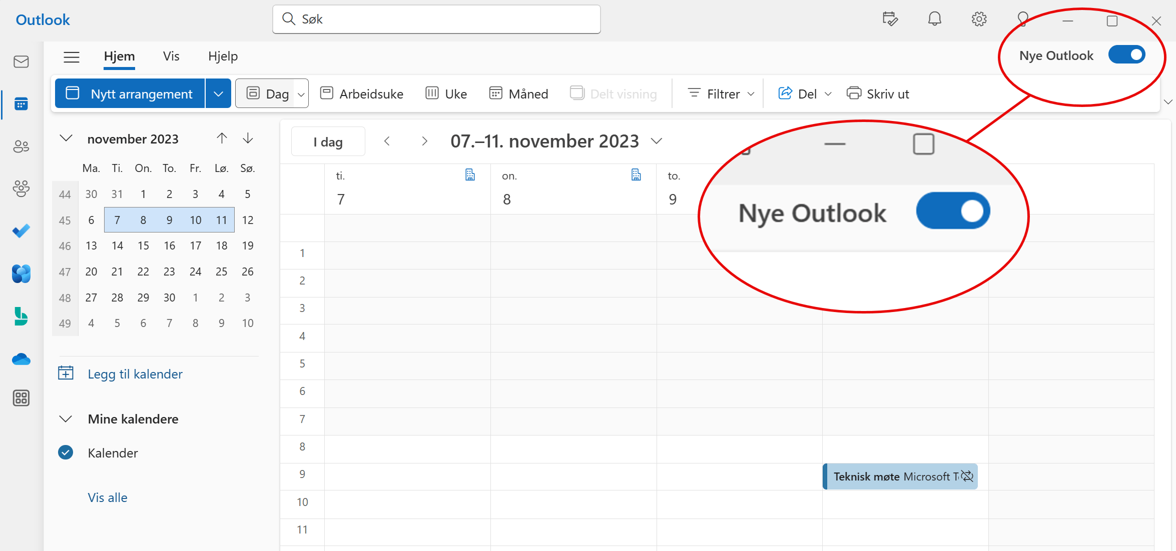 Slik lager du en plan for arbeidstid og sted i Outlook 1