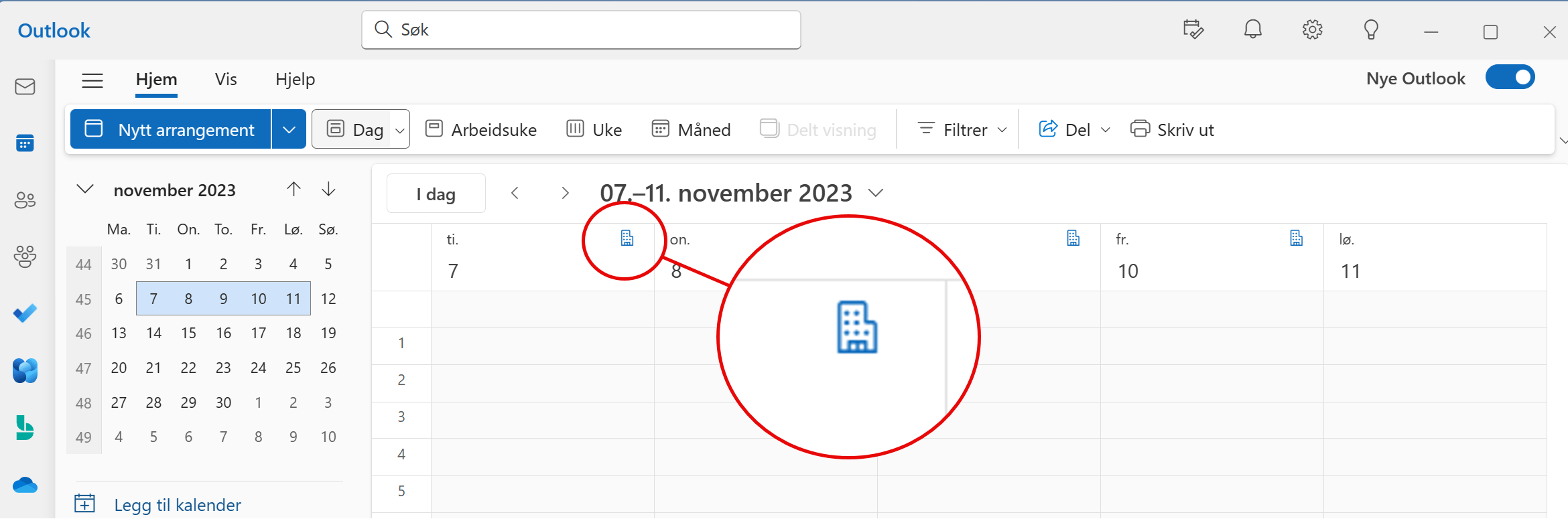 Slik lager du en plan for arbeidstid og sted i Outlook 9