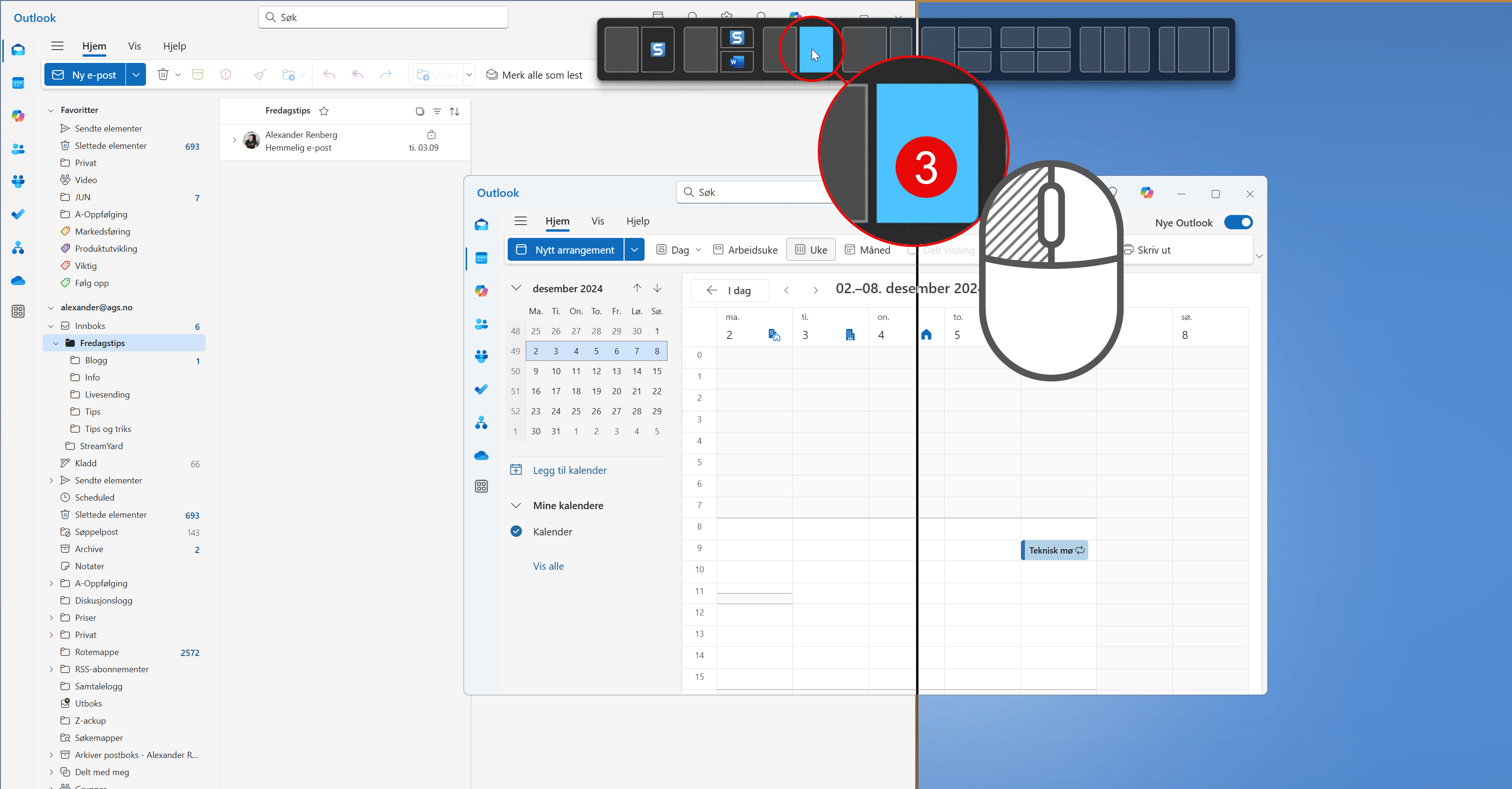 Hvordan åpne Outlook kalender i eget vindu 4