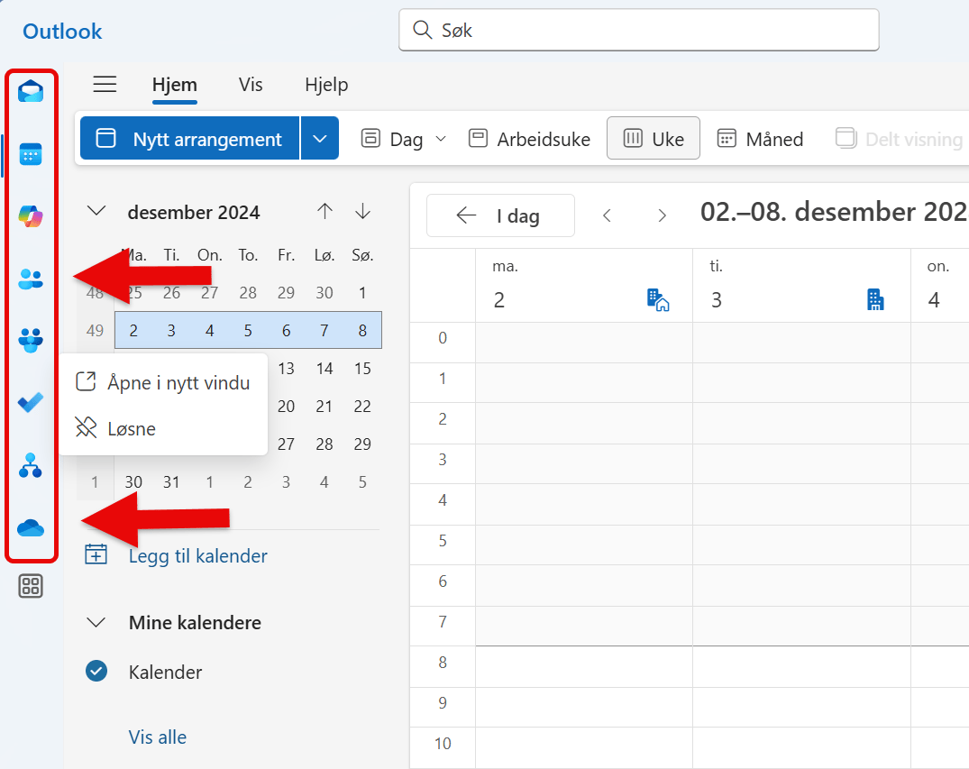 Hvordan åpne Outlook kalender i eget vindu 5