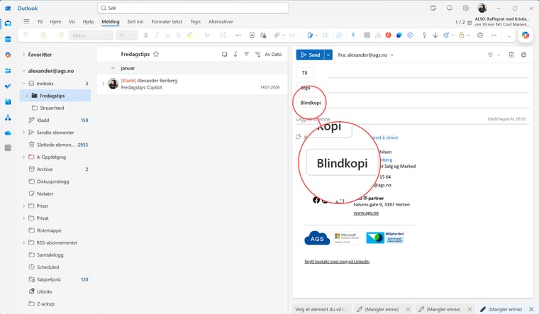 Hvordan aktivere blindkopi i Outlook 1