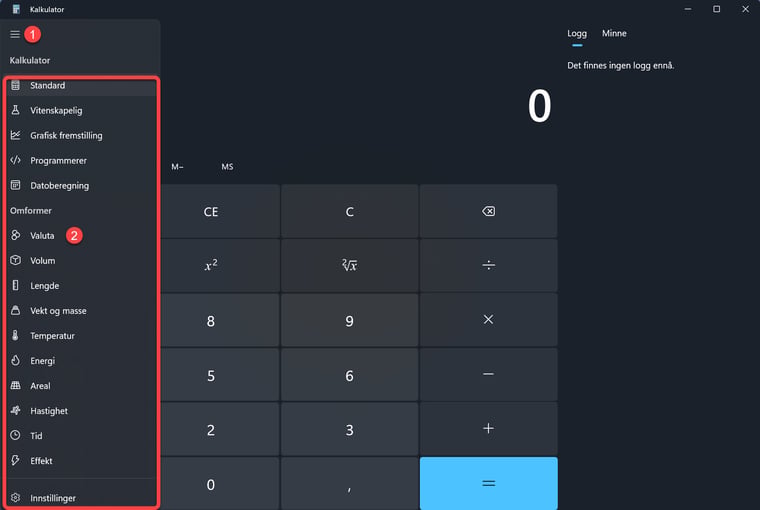 Hvordan bruke Windows kalkulatoren som valutakalkulator 2