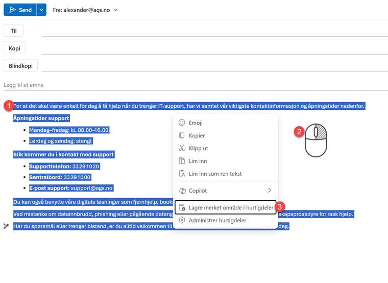 Hvordan bruke hurtigdeler i Outlook 4